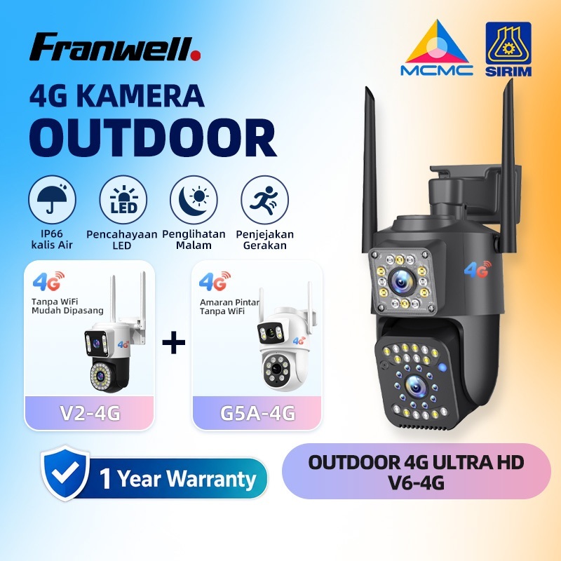Franwell V380 V6 4G CCTV Wireless Outdoor: Pilihan Kamera Keselamatan Tanpa WiFi