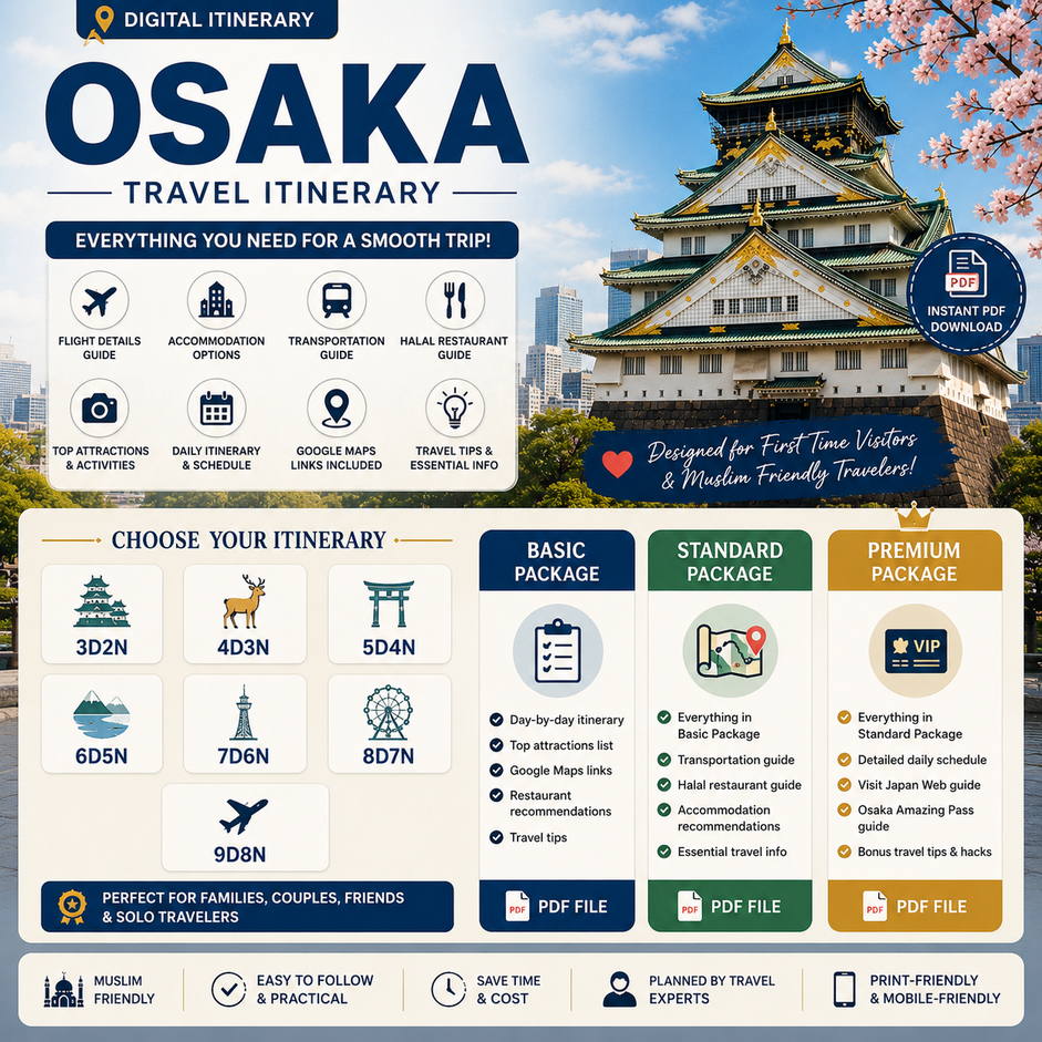 Tjourney Travel Itinerary Template To Osaka, Japan