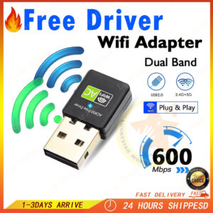 Adapter WiFi Dual Band 600Mbps untuk Komputer dan Komputer Riba
