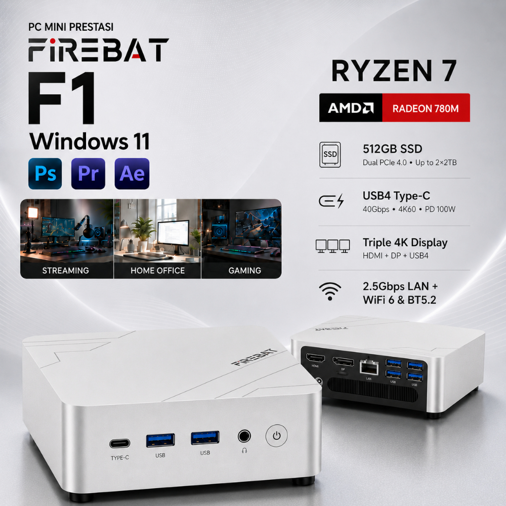 FiREBAT F1 Ryzen 7 H255 Mini PC: Spesifikasi dan Kegunaan