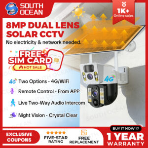 South Ocean Solar 8Mp CCTV Wireless Outdoor Dual Lens