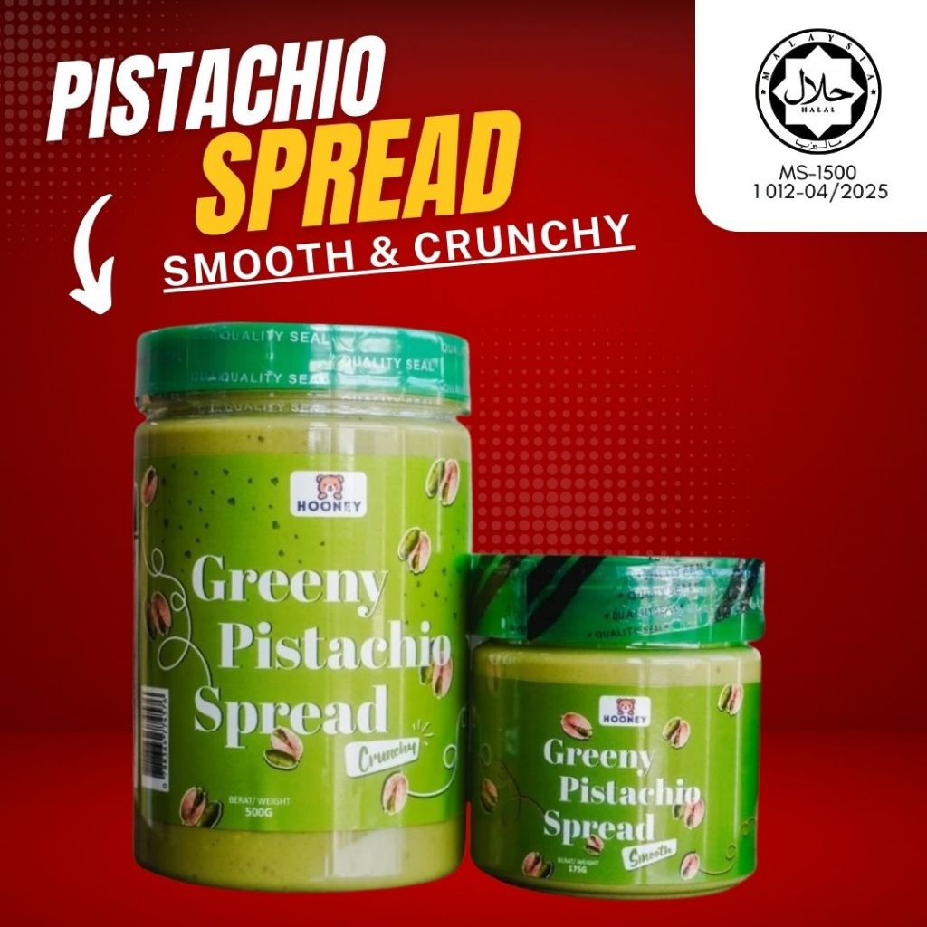GREENY Pistachio Nut Spread By HOONEY Pilihan CREAMY dan CRUNCHY