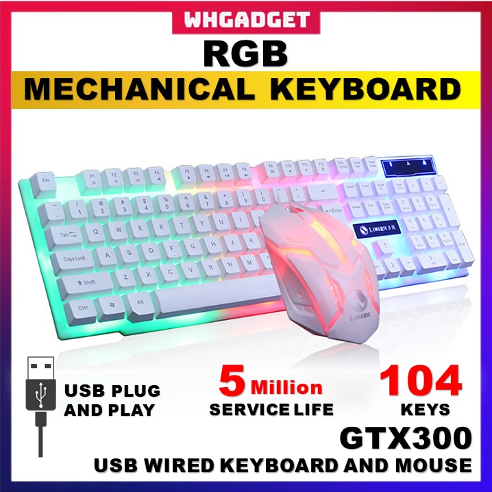 Set Gaming Keyboard dan Mouse GTX300 RGB
