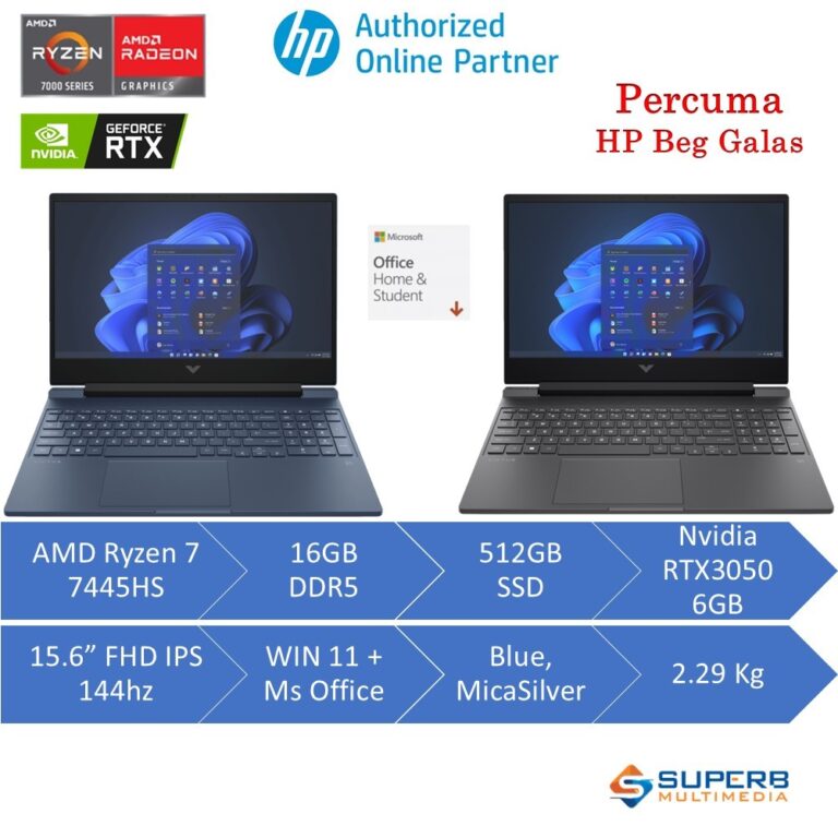 Hp Victus Gaming Laptop 15-FB3227AX dan FB3228AX: Prestasi AMD Ryzen 7 dan RTX3050