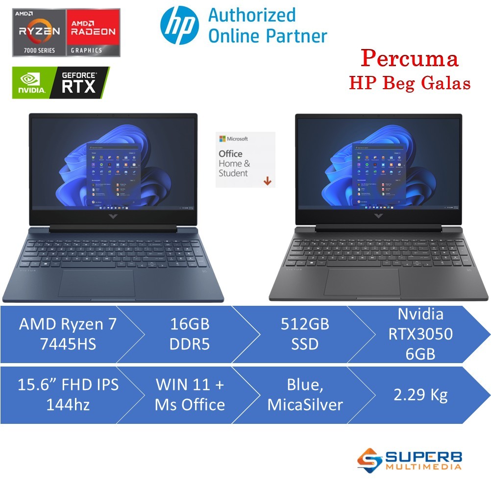 Hp Victus Gaming Laptop 15-FB3227AX dan FB3228AX: Prestasi AMD Ryzen 7 dan RTX3050