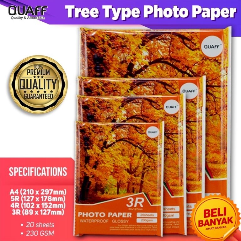 Kertas Foto Glossy QUAFF: Pilihan Saiz dan Ketebalan untuk Cetakan