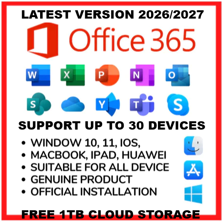 Microsoft Office 2024, 2021, 2019, 2016 dan 365 (30 Peranti)