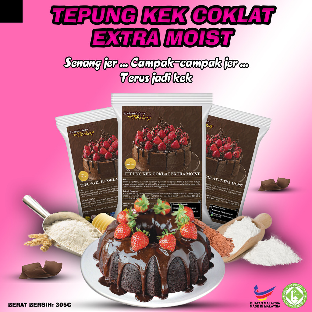 Set LENGKAP TEPUNG KEK COKLAT EXTRA MOIST