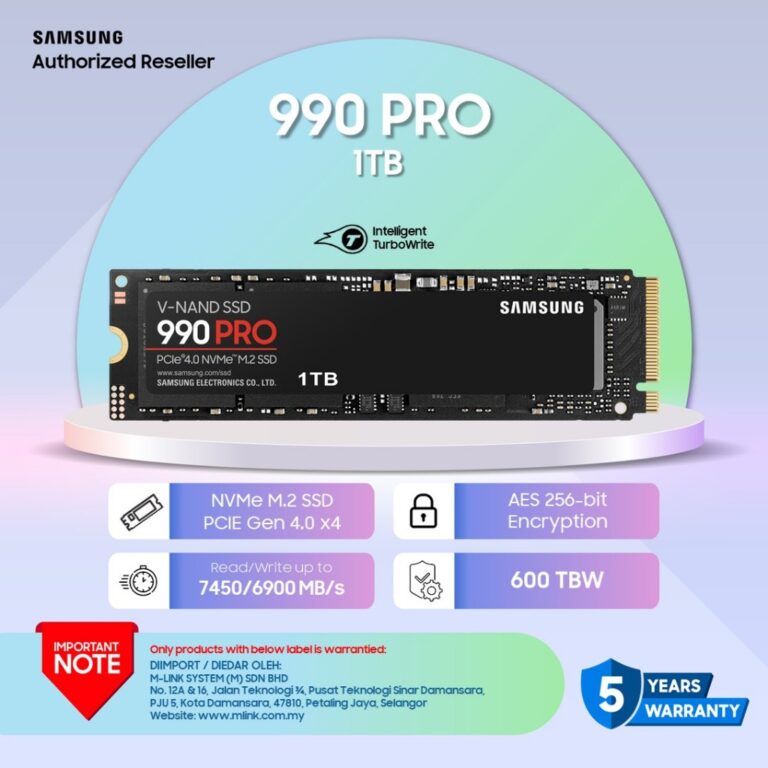 SAMSUNG SSD M.2 990PRO: Pilihan Kapasiti dan Prestasi Nvme M.2