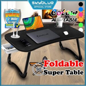 Skyblue Meja Lipat Study Table: Pilihan Meja Mini Mudah Alih untuk Katil dan Ruang Sempit