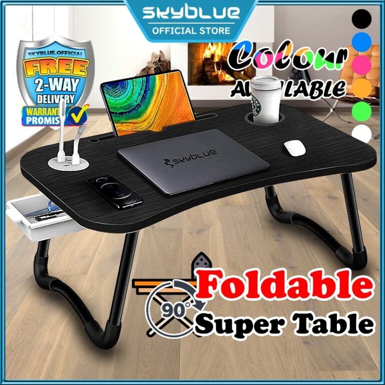 Skyblue Meja Lipat Study Table: Pilihan Meja Mini Mudah Alih untuk Katil dan Ruang Sempit