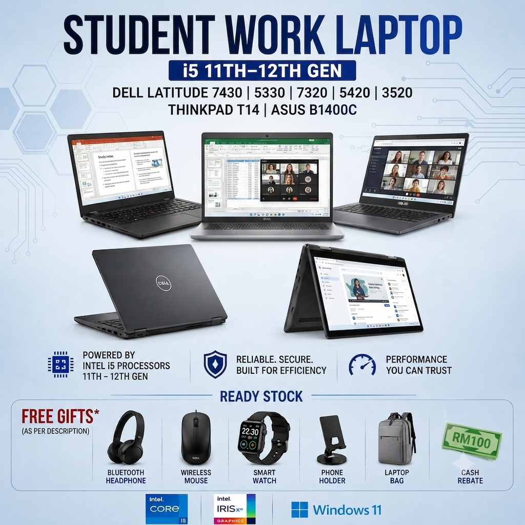 Laptop Kerja dan Pelajar i5 11th-12th Gen: Pilihan Model Popular