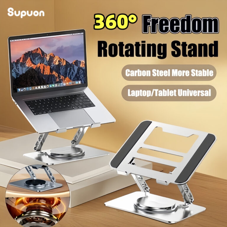 Supuon 360° Rotating Laptop Stand 8-17Inch: Ciri dan Kegunaan