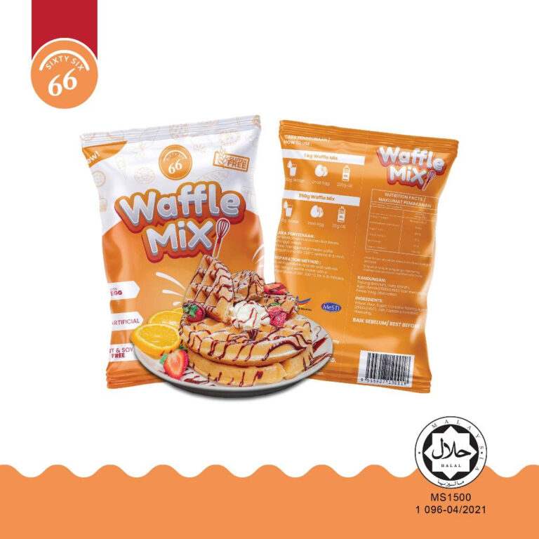 Tepung Waffle Crispy Brand 66: Pilihan Tepung Segera 1KG Bersijil Halal