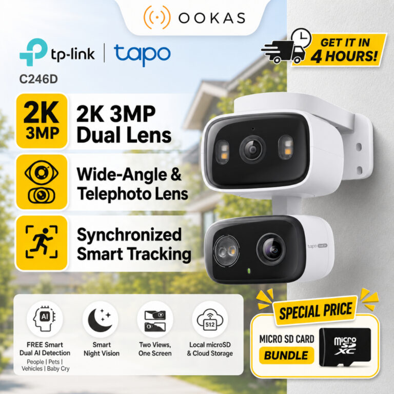 Kamera Keselamatan Dwi-Lensa TP-Link Tapo C246D untuk Kawalan Rumah Luar dan dalam