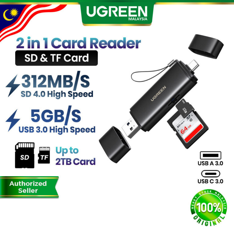 UGREEN 2-In-1 SD/TF Card Reader: Pemindahan Data Pantas untuk Peranti Moden