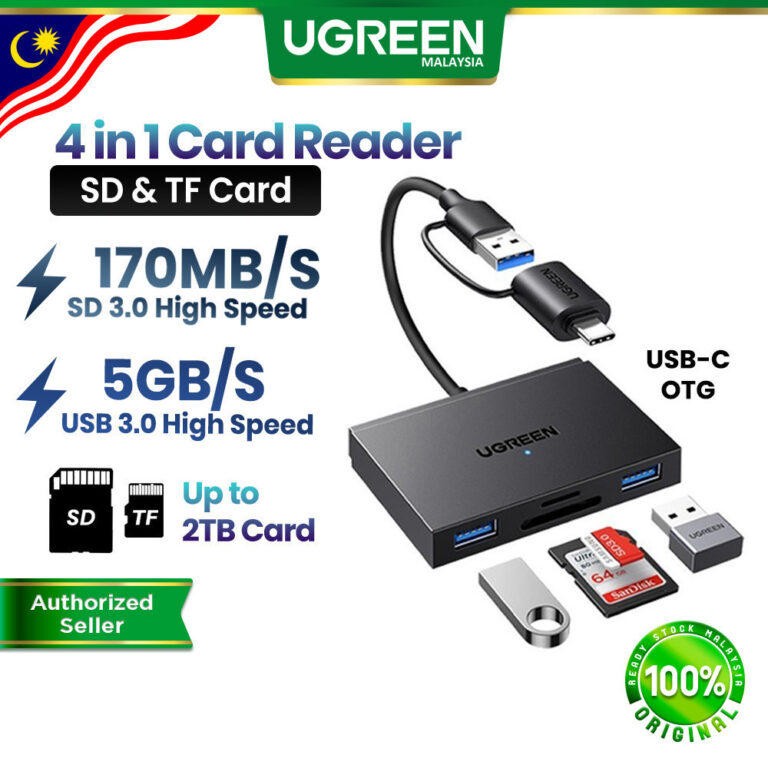 UGREEN 4 In 1 Card Reader SD/TF dan USB 3.0