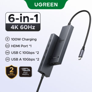 UGREEN 6-In-1 Docking Station: Sambungan 4K60hz dan Data 10Gbps untuk MacBook