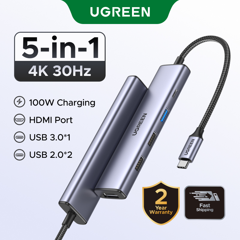 UGREEN USB-C HUB 5-Dalam-1 dengan Port HDMI 4K dan Pd 100W