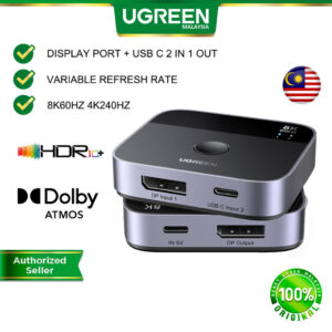UGREEN 8K@60Hz DisplayPort + USB C Switch 2-In-1 Out