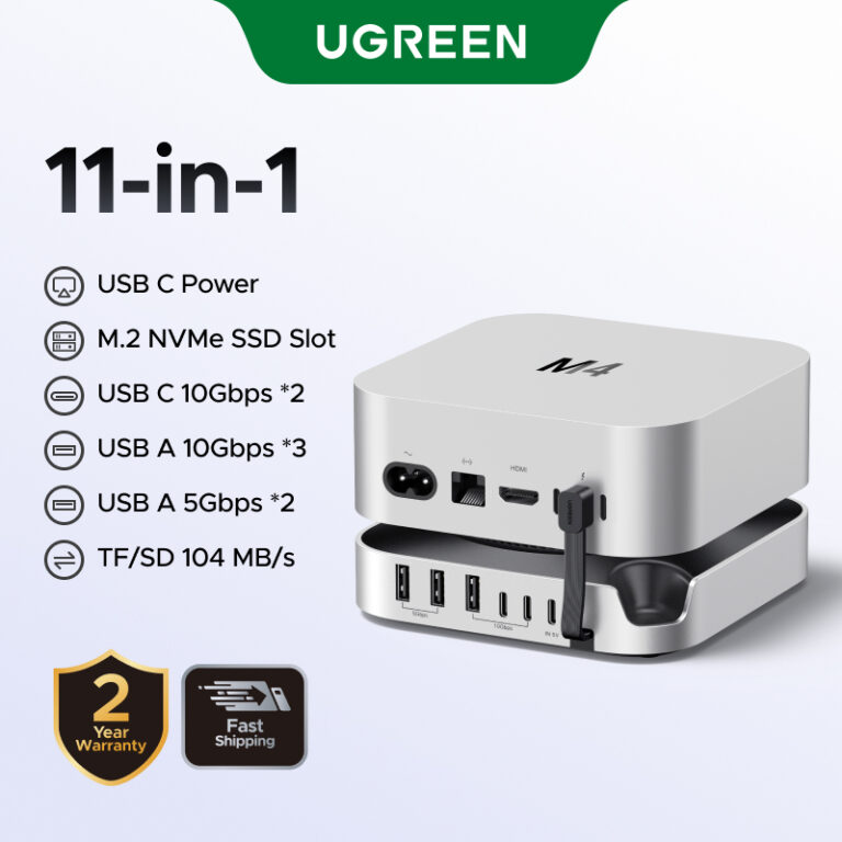 UGREEN Mac Mini M4 Dock And Stand DP Hub: Sambungan dan Storan Tambahan