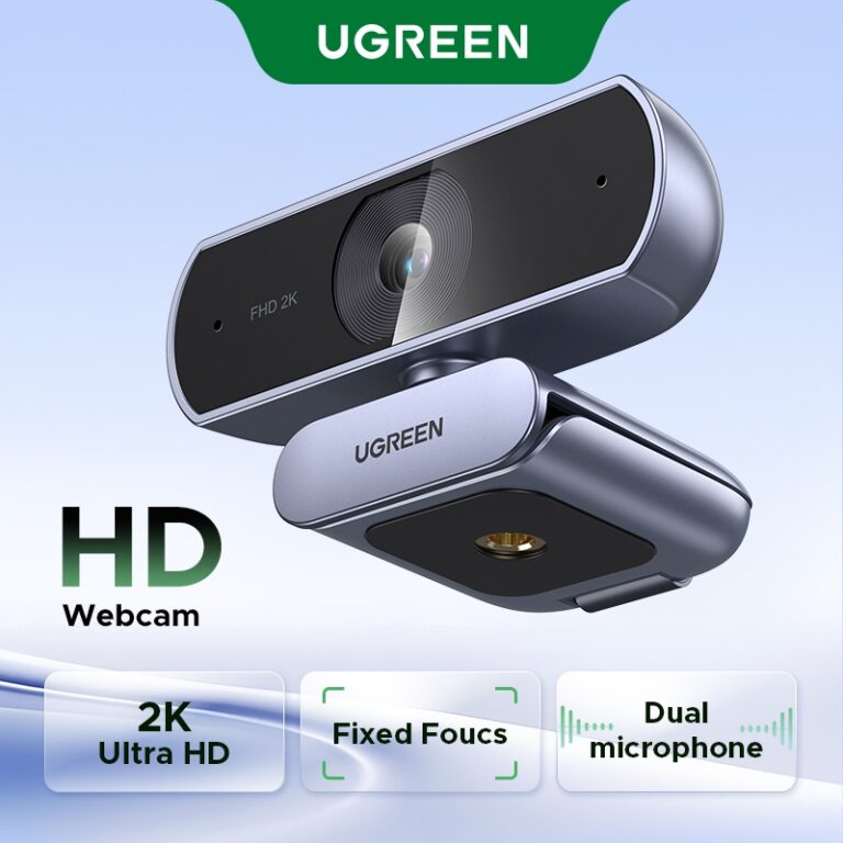 Webcam UGREEN 2K Ultra HD dengan Mikrofon Dwi dan Fokus Tetap