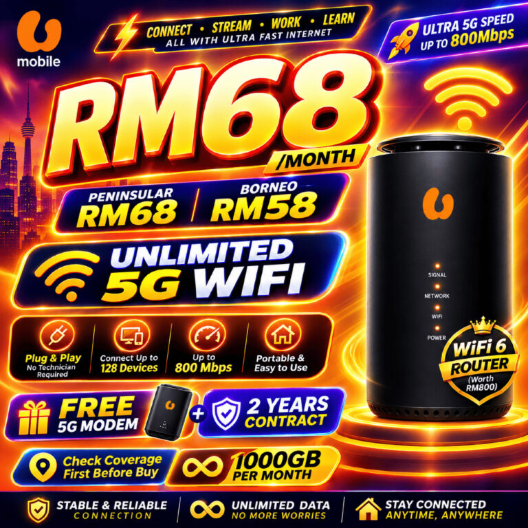 Uhome 5G Umobile WiFi Router: Semak Pelan RM68 SEBULAN SEBELUM Langgan