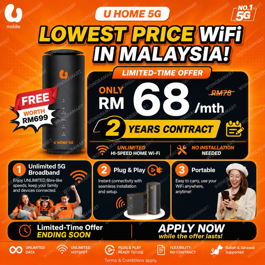 Pelan Internet U Mobile U HOME68 Berserta Router WiFi Percuma