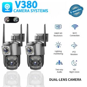 Kamera Keselamatan V380 Pro Dual Lens WiFi 8Mp 5K Outdoor