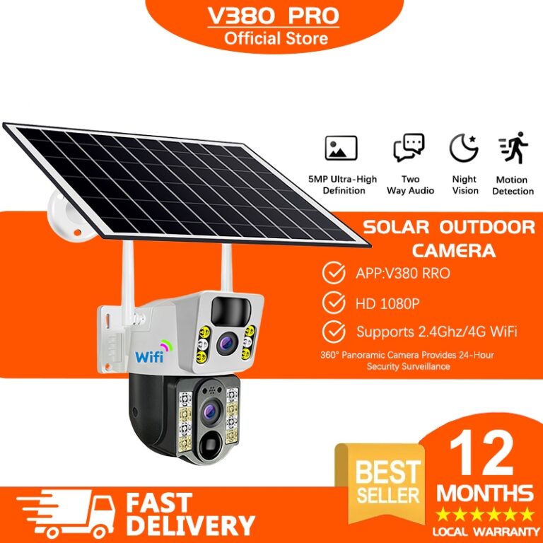 Kamera Keselamatan V380 Pro Solar Dual Lens 4G dan WiFi