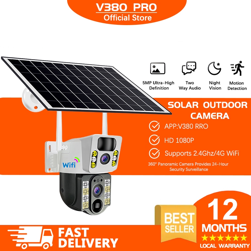 Kamera Keselamatan V380 Pro Solar Dual Lens 4G dan WiFi