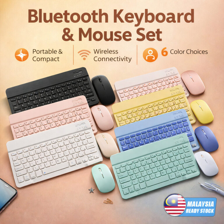 Set Papan Kekunci dan Tetikus Bluetooth 10Inci