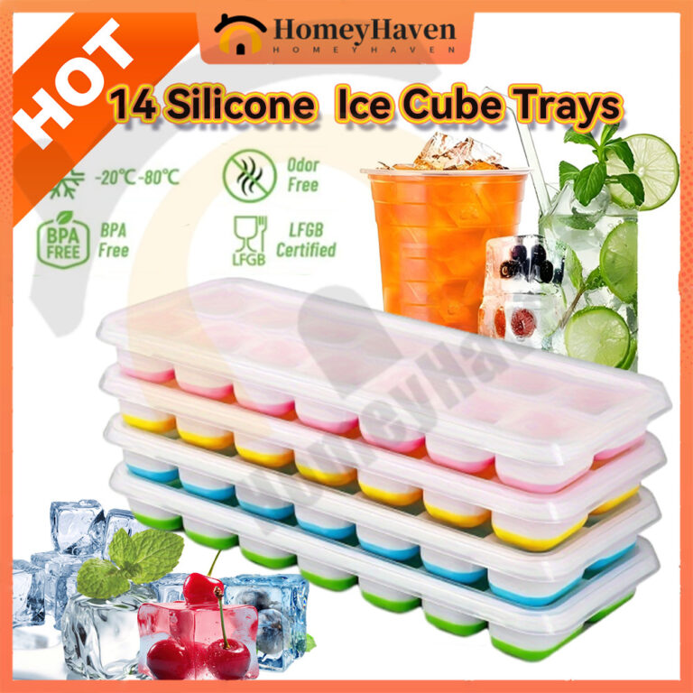 Tray Ais Silikon Bebas BPA dan Penutup Kalis Tumpah
