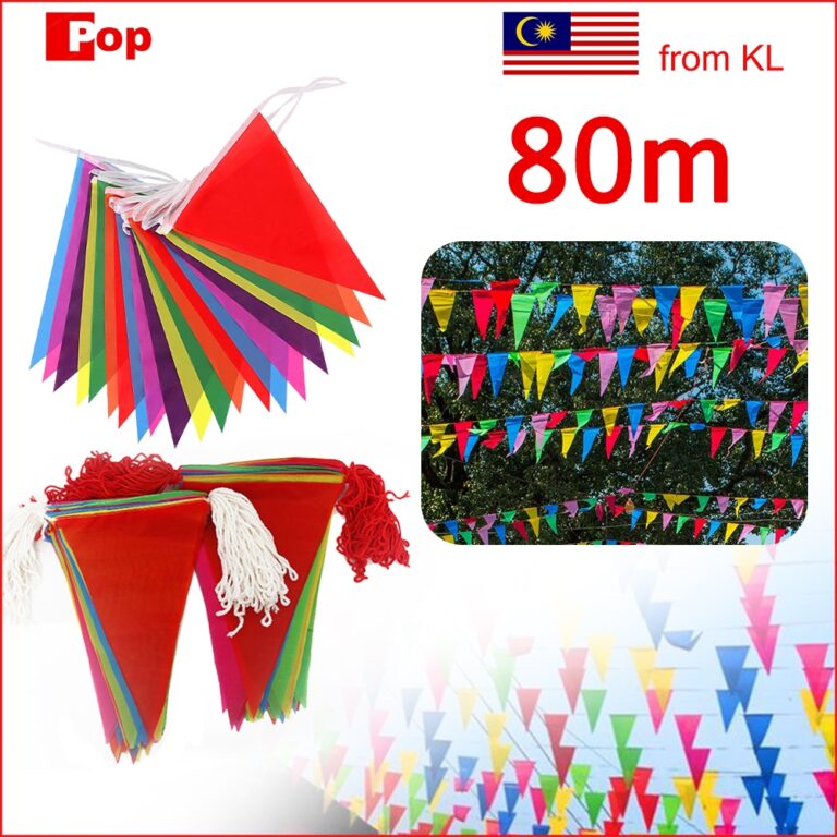 Set Bendera Segitiga 80m (150Pcs) - Hiasan Acara Warna-Warni