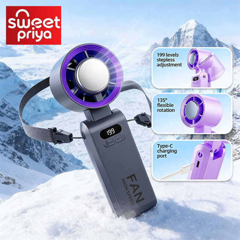 Kipas Tangan Mini 199 Kelajuan dengan Penyejukan Ais Magnetik