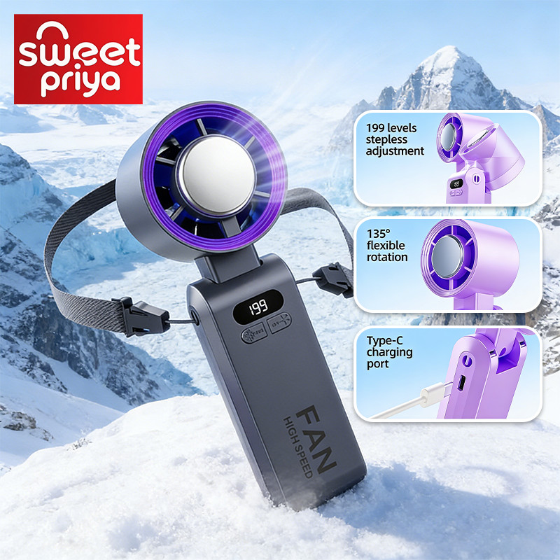 Kipas Tangan Mini 199 Kelajuan dengan Penyejukan Ais Magnetik