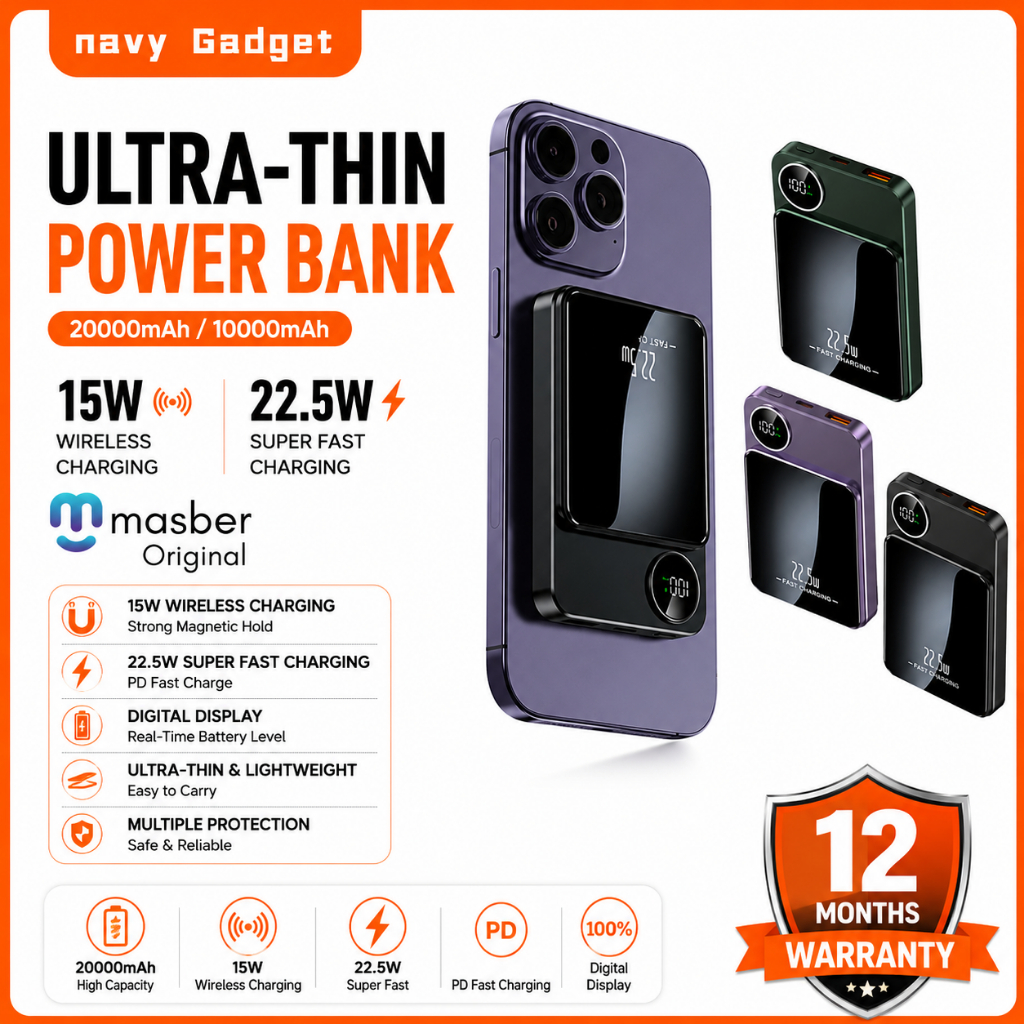 Powerbank Wireless 20000mAh 22.5W: Pengecasan Pantas dan Berbilang Peranti