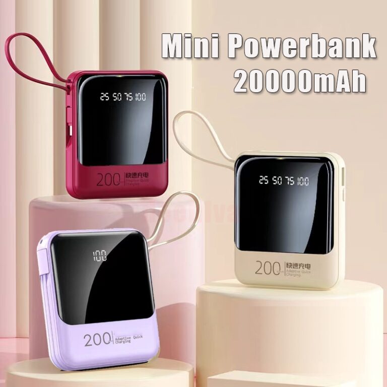 Powerbank 20000mAH dengan 4 Kabel dan Paparan LED