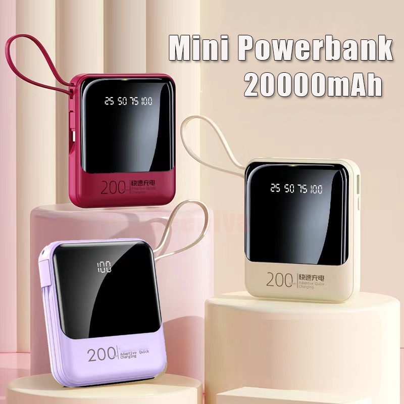 Powerbank 20000mAH dengan 4 Kabel dan Paparan LED