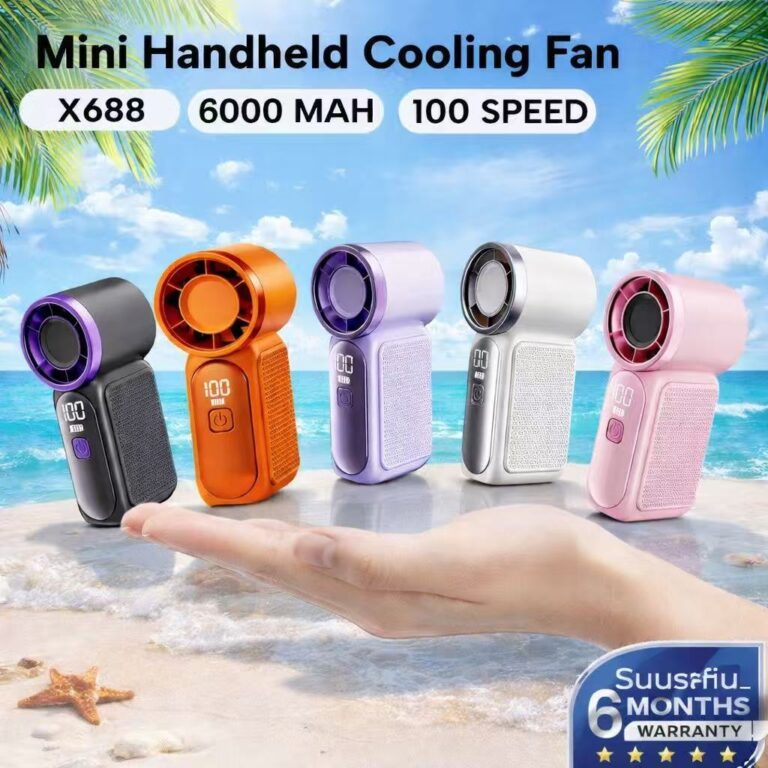 Kipas Mini Rechargeable 100 Kelajuan dengan Paparan Led