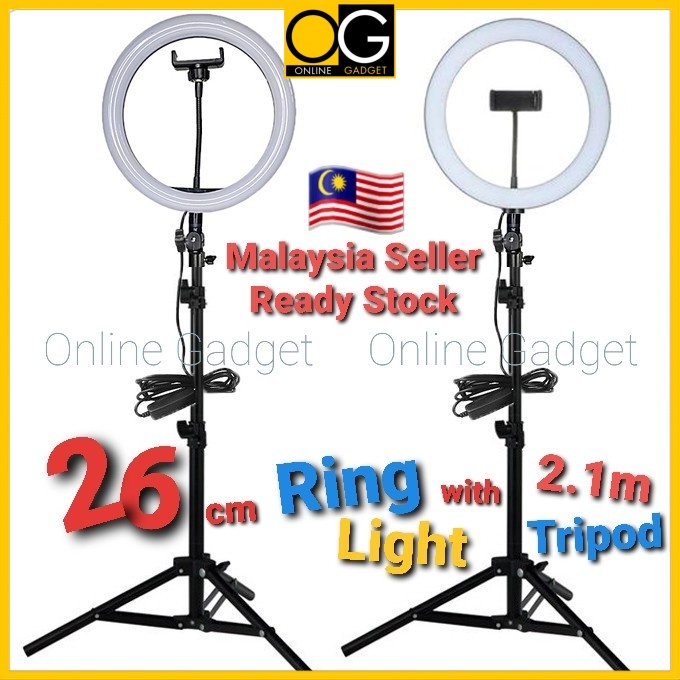26CM Ring Light dan 210CM Tripod untuk Rakaman dan Live Streaming