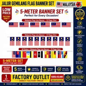 Bendera Malaysia 5 Meter dan Pilihan Varian untuk Hiasan Merdeka
