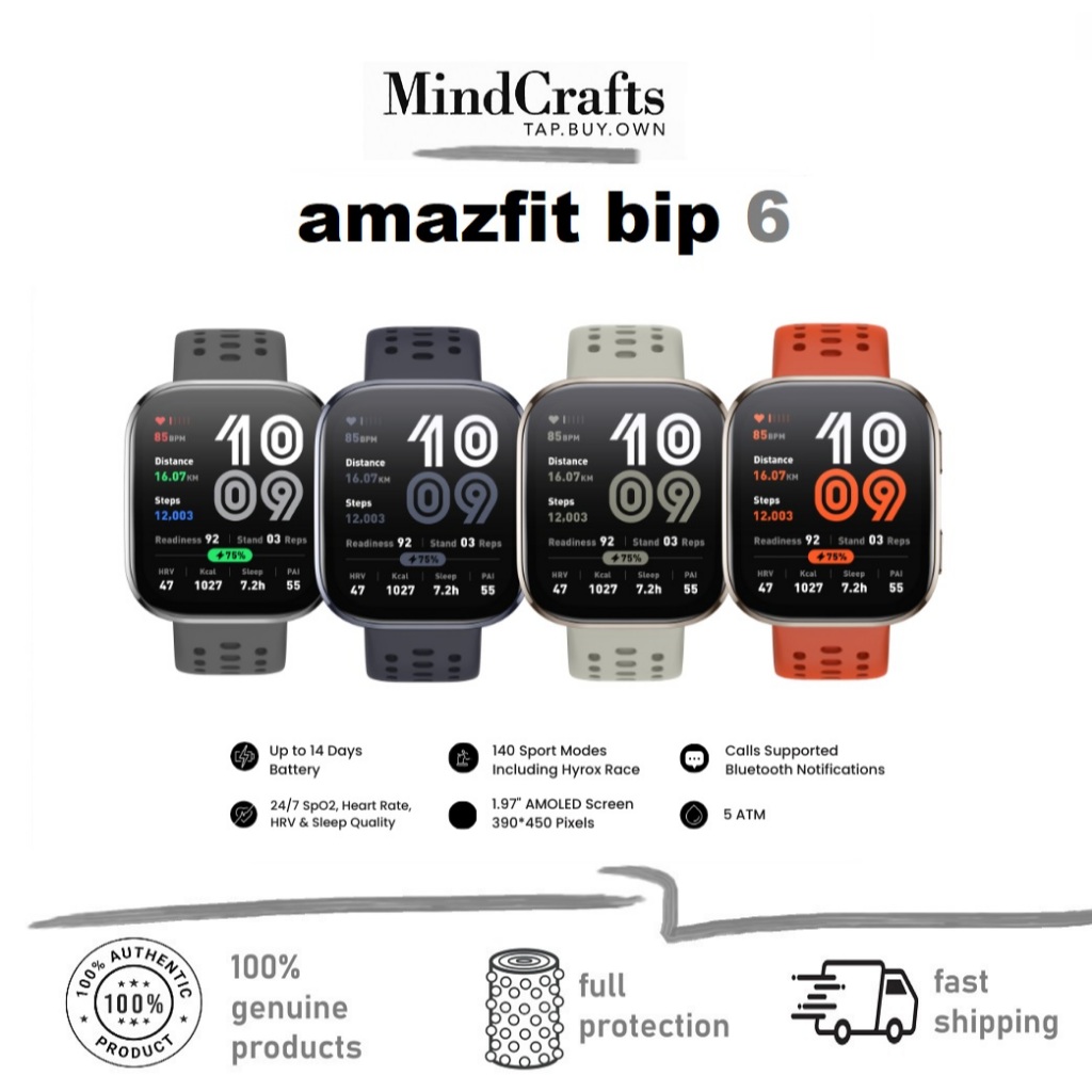 Amazfit Bip 6 - Jam Tangan Pintar Harian dengan Sokongan Kecergasan AI