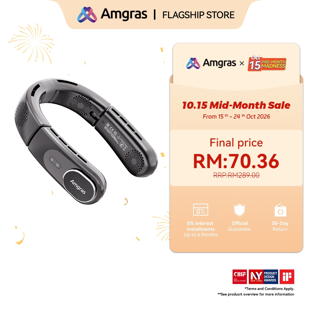 Amgras NeckFan Pro: Kipas Leher Mudah Alih dengan Bateri 6000mAh