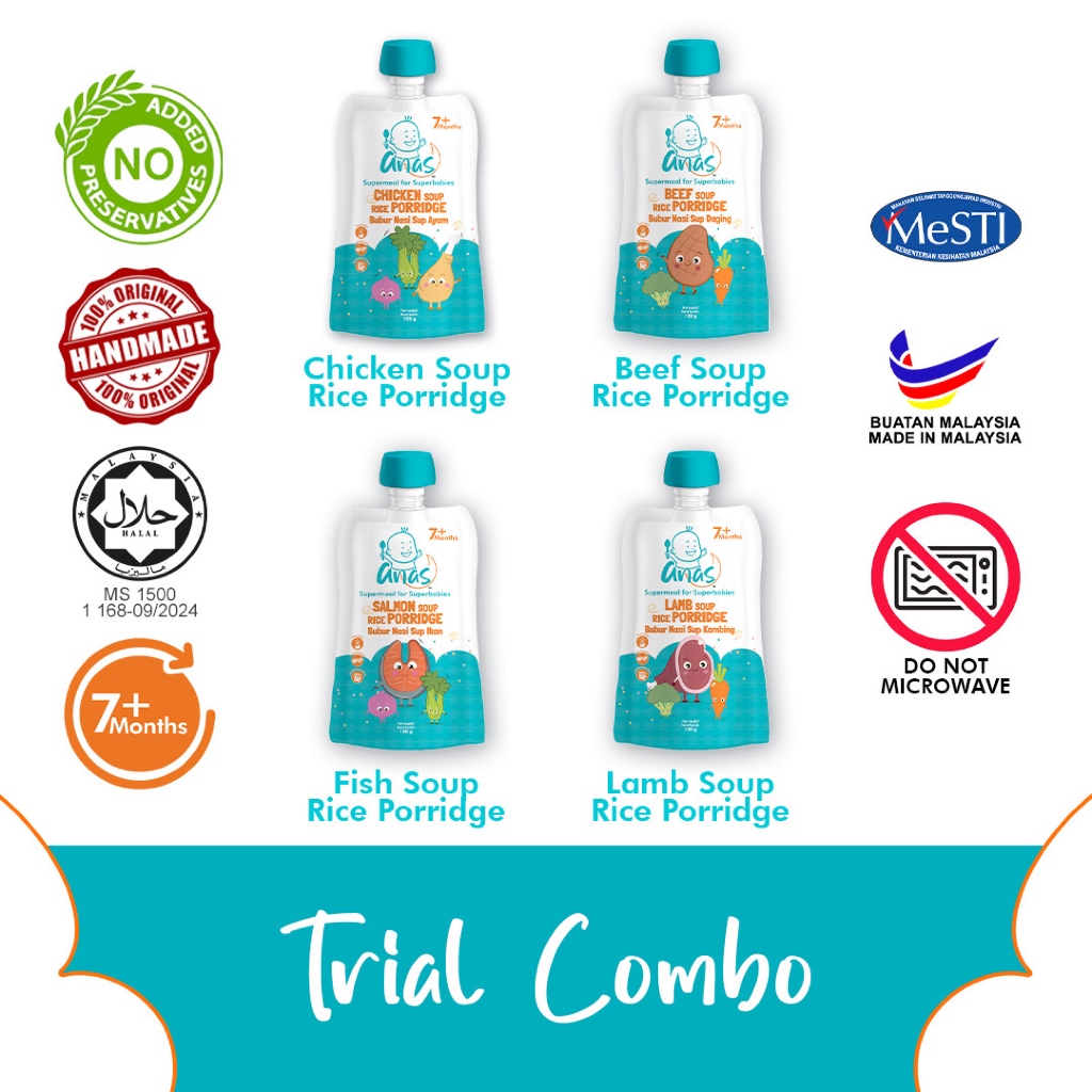 Anas Combo Trial Set (4 Flavours): Pengenalan Makanan Bayi Semula Jadi