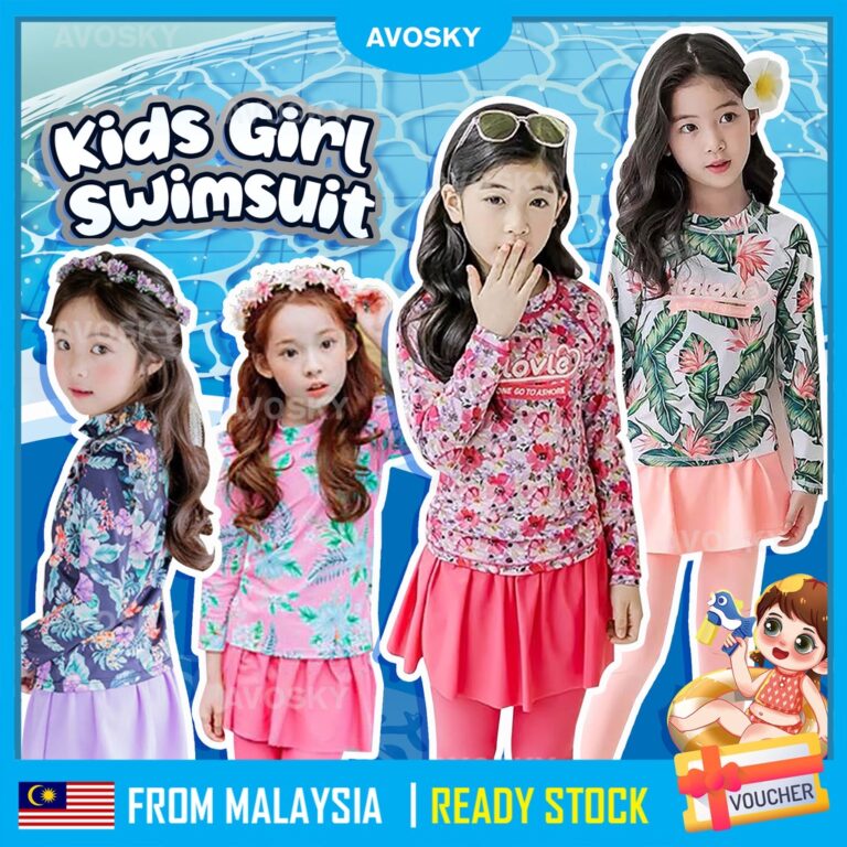 AVOSKY Baju Renang Kanak-Kanak Muslimah Lengan Panjang