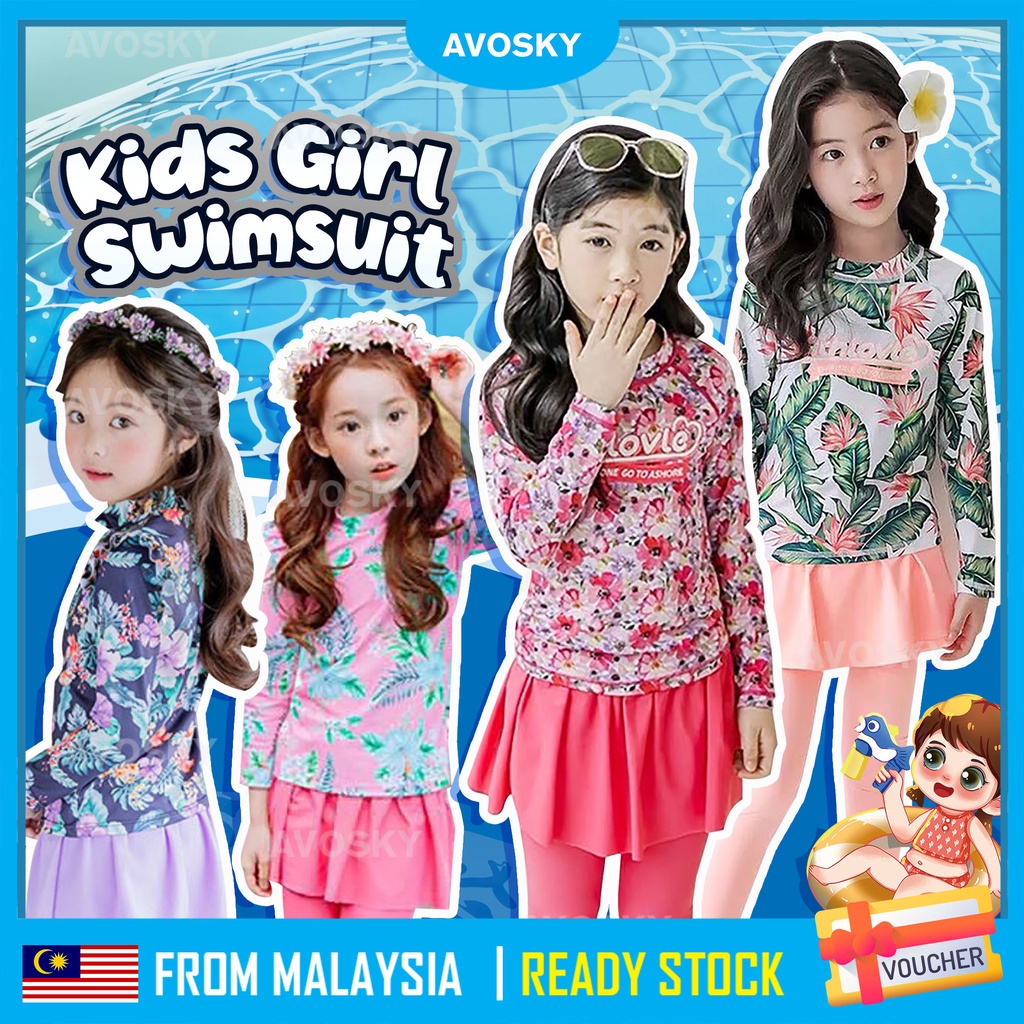AVOSKY Baju Renang Kanak-Kanak Muslimah Lengan Panjang