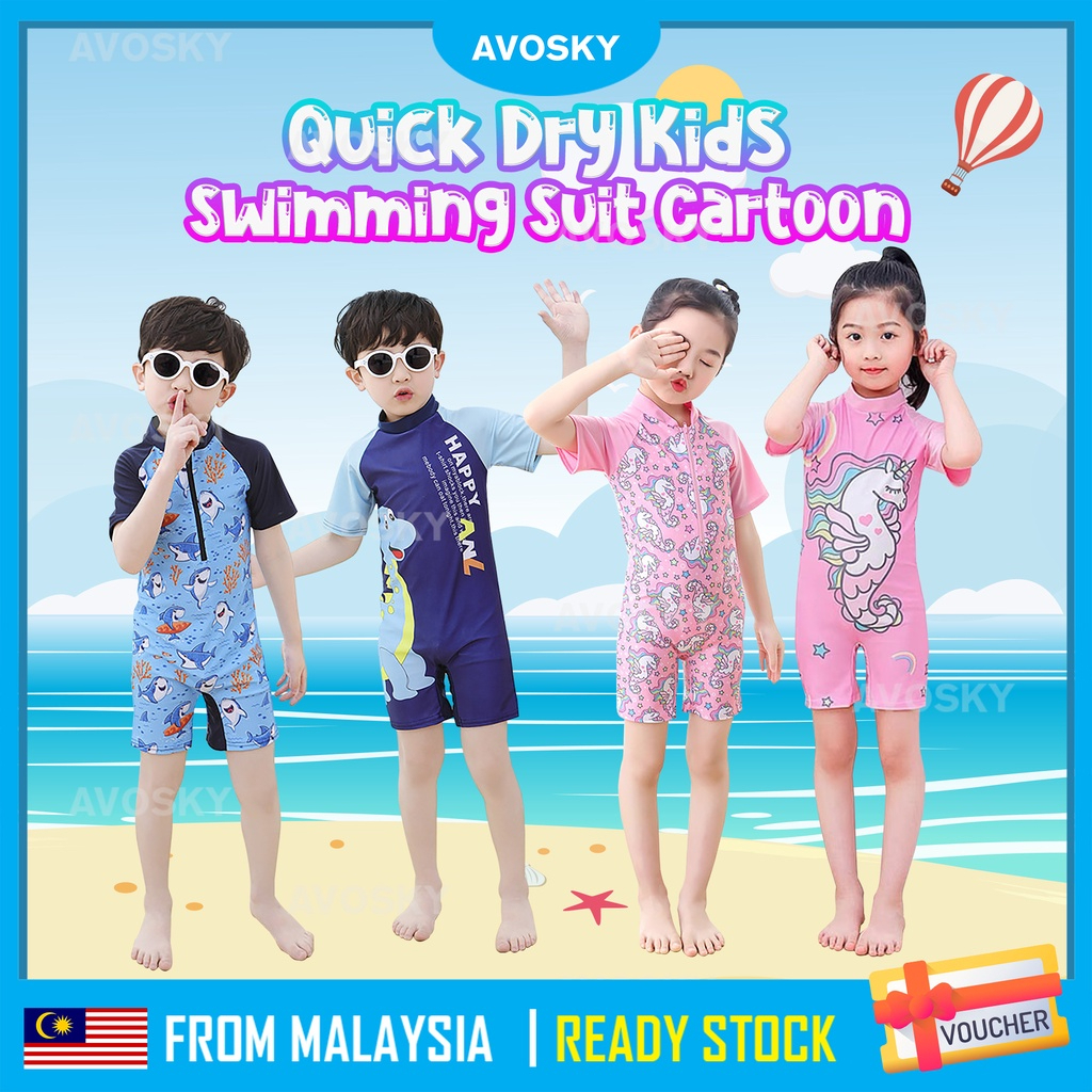 Baju Renang Kanak-Kanak AVOSKY: Pilihan Corak Kartun dan Perlindungan Uv
