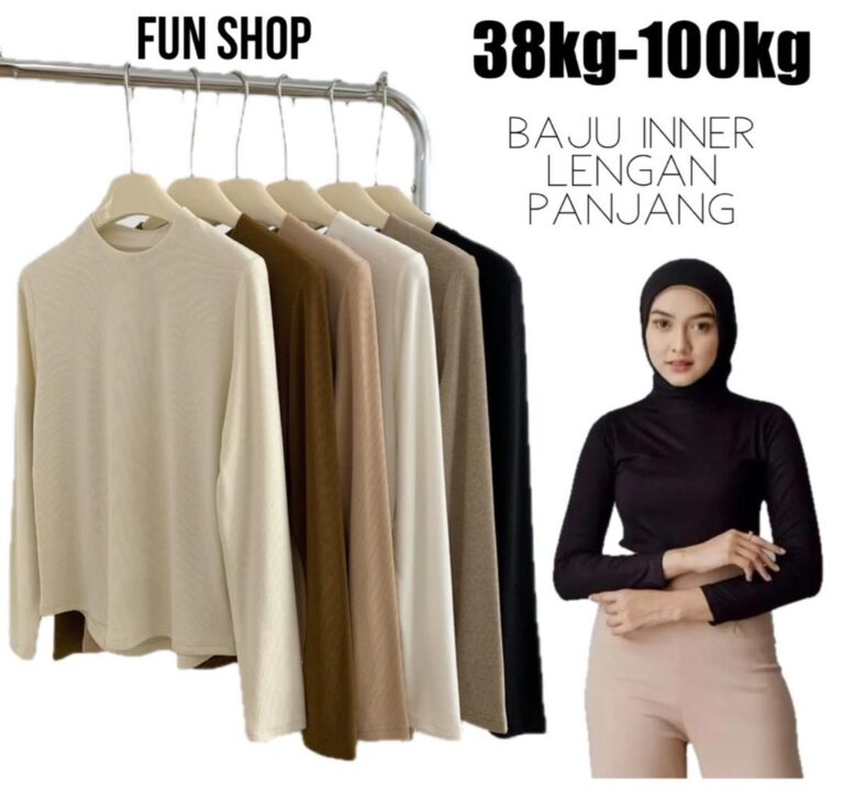 Baju Inner Manset Lengan Panjang U-Neck Plus Size Wanita Muslimah