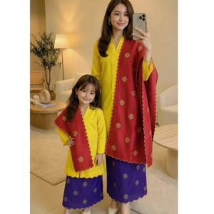 Baju Kebaya Budak Riau Kuning untuk Sambutan Merdeka